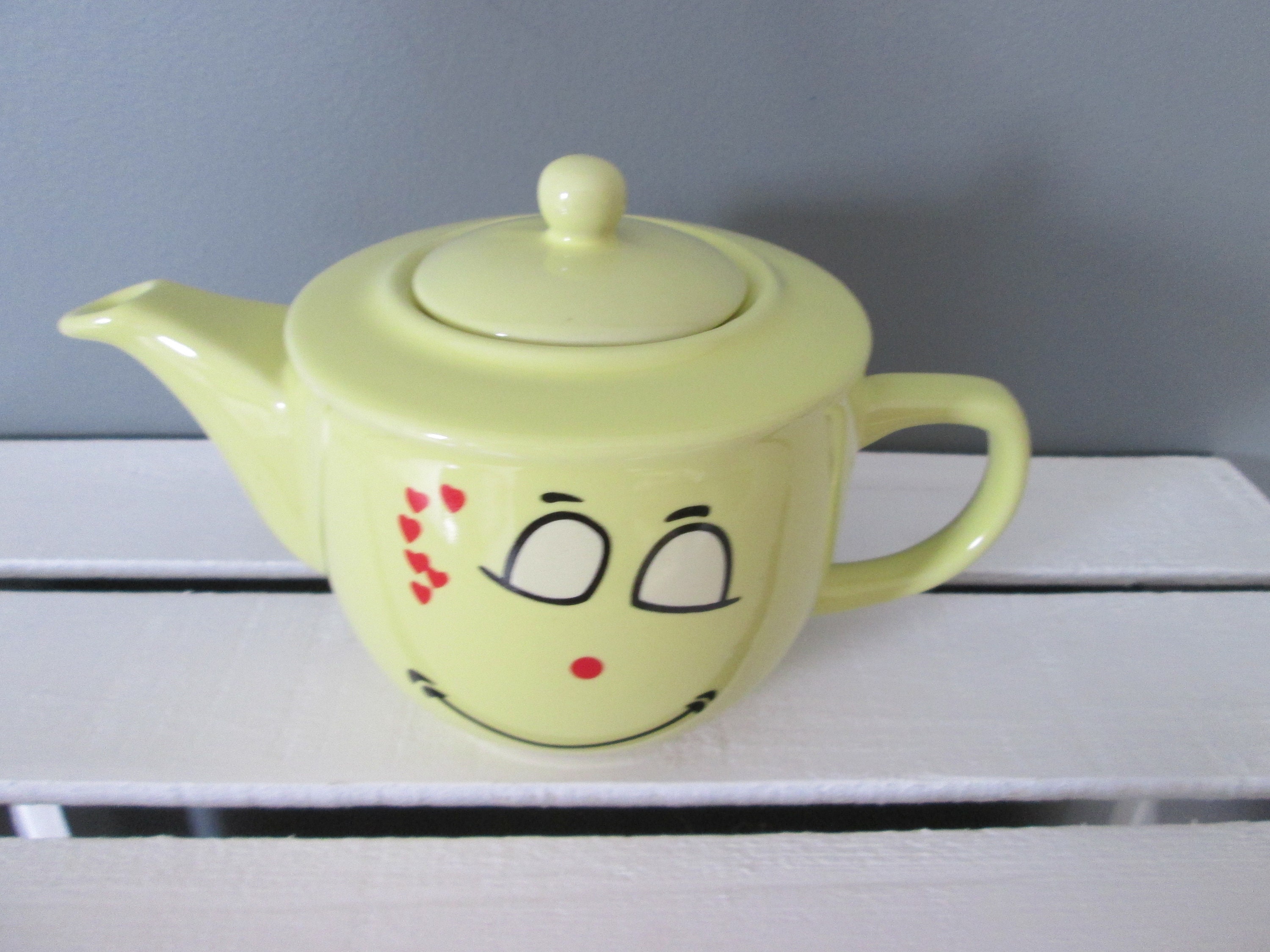 Vintage Smiling Yellow Teapot / Funny Face / Tea for Two Etsy
