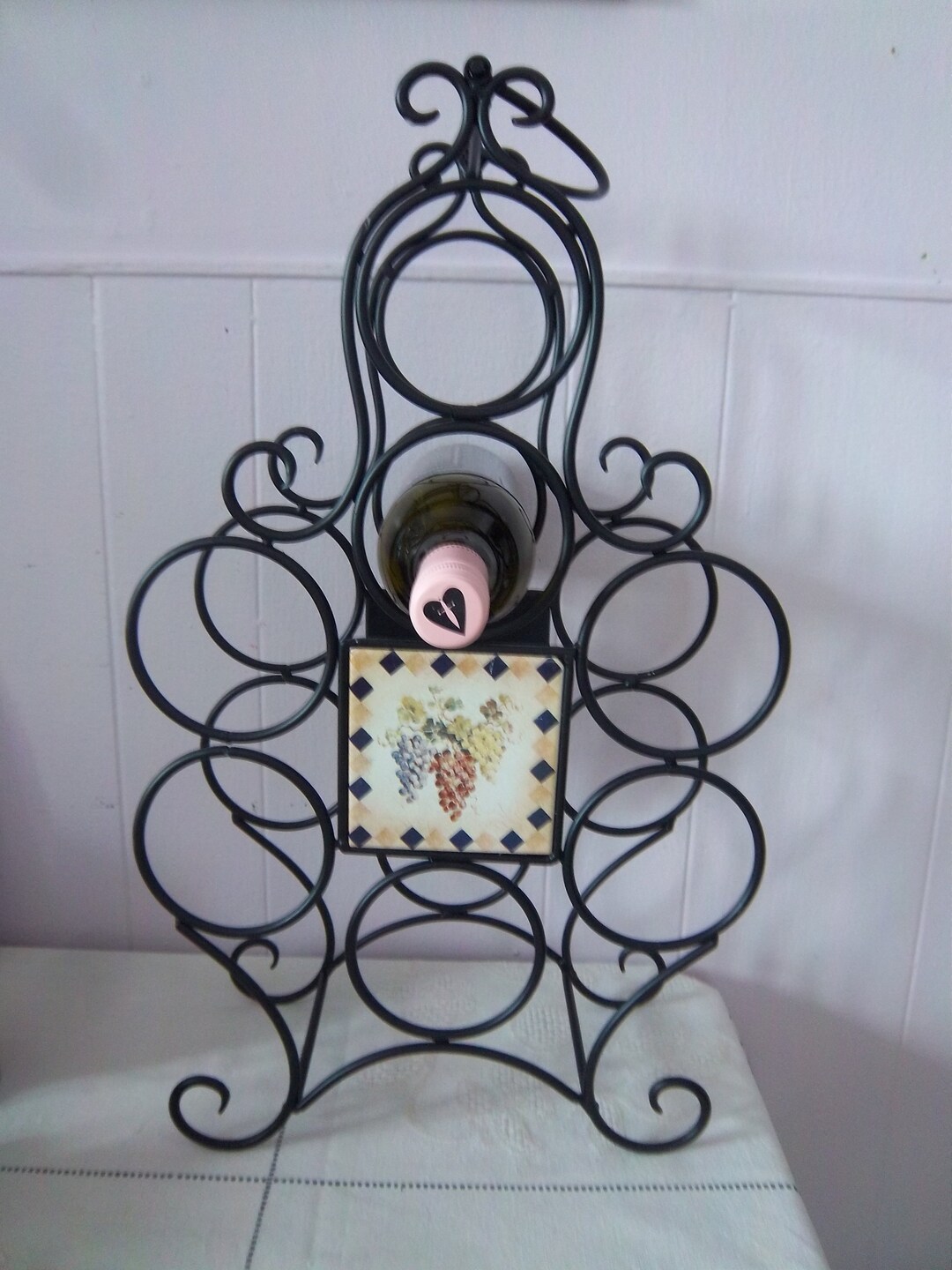 Vintage Wrought Iron Wine Bottle Holder Etsy