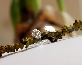 925 silver ear studs with small leaf 7 mm charm made of silver 925 TINY SILVER LEAF floral forest nature leaves delicate Curated Ear flowery fine
