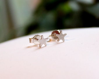 925 silver stud earrings with star 5 mm made of silver 925 brushed TINY TWINKLE STAR wish celestial body luck travel delicate beautiful gift fine