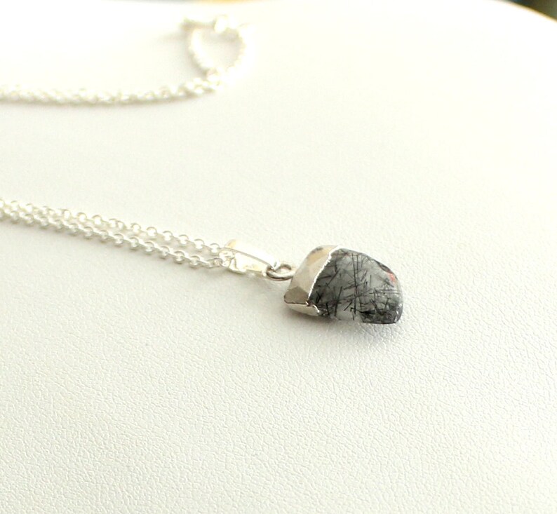 925 Silver Necklace with Rutil Quartz Pendant Horn TRUTH