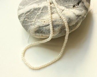 Delicadas perlas cultivadas de agua dulce, 3 mm, 1 hebra, 44 cm, BRISA MARINA, marítimo, playa, viajes, boho, perlas blancas, mar, océano, regalo de boda, fino, DIY