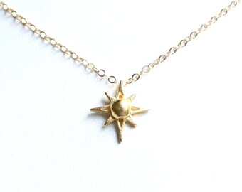 Delicate 14k gold filled chain with star pendant 14 mm gold plated North Star Polar Star POLARIS celestial body wish travel beautiful gift fine