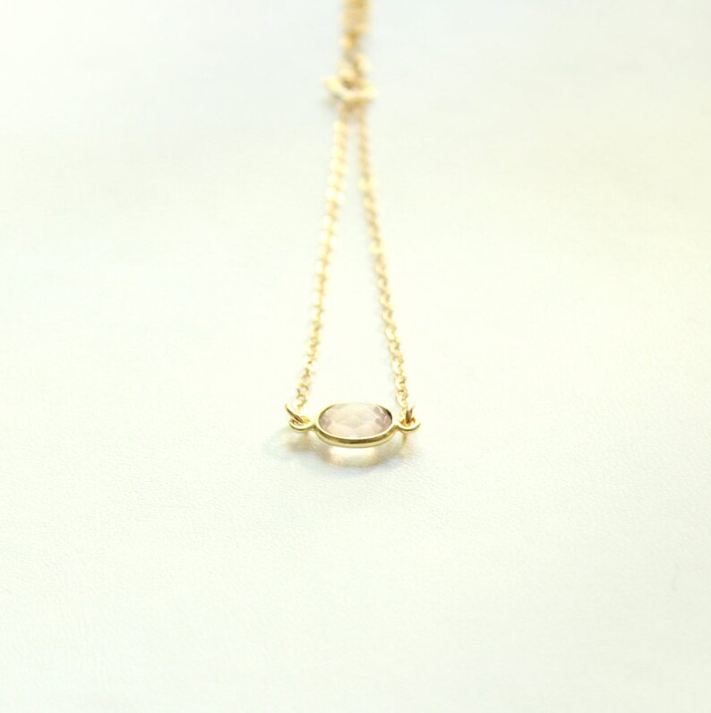 14k gold filled bracelet with bright pink rose quartz charm oval TENDER TOUCH