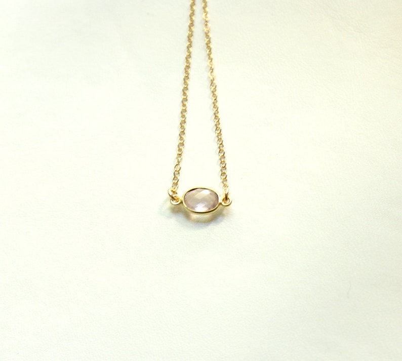 14k gold filled bracelet with bright pink rose quartz charm oval TENDER TOUCH