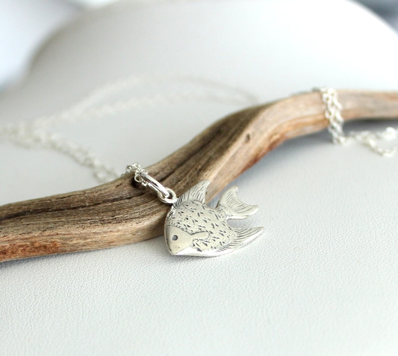 Fine 925 long Silver Necklace with tropical Fish in Silver 925 TROPICAL