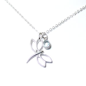 925 silver necklace with dragonfly pendant 25 mm and light blue topaz oval LIGHTNESS energy happiness joy love boho beautiful gift fine