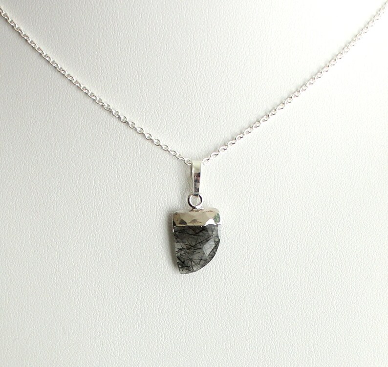 925 Silver Necklace with Rutil Quartz Pendant Horn TRUTH