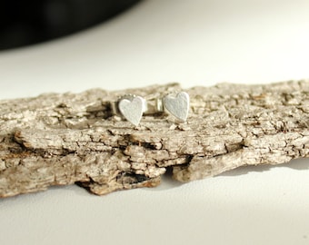 Delicate 925 silver earrings with a small heart 6 mm made of silver 925 brushed TINY SILVER HEART symbol of love connection beautiful gift fine