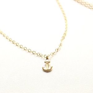 14k gold filled Kette mit Anker Anhänger 8mm vergoldet FRESH BREEZE maritim Symbol Hoffnung Ozean Reise Wunsch Taufe schönes Geschenk fein Bild 1