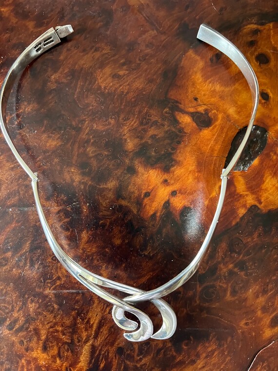 Modernist 950 Sterling Silver Taxco Choker - image 2