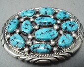 Native American Tommy Moore Signed Vintage Sleeping Beauty Turquoise Sterling Silver Buckle - Make An Offer