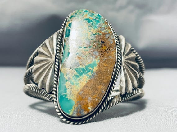 Quality Zuni Native American Rare Technique Turquoise Sterling Silver Bracelet Quality Zuni Native American Rare Technique Turquoise Sterling Silver Bracelet