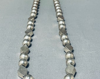 Native American Unique Shaped Tubules Handmade Vintage Navajo Sterling Silver Necklace - Make An Offer!