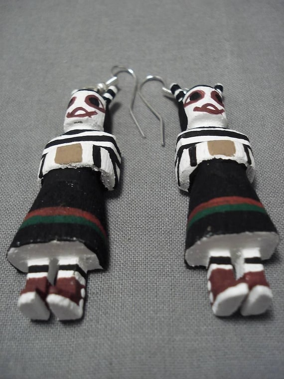 Wonderful Vintage Navajo Clown Sterling Silver Native American Earrings Wonderful Vintage Navajo Clown Sterling Silver Native American Earrings