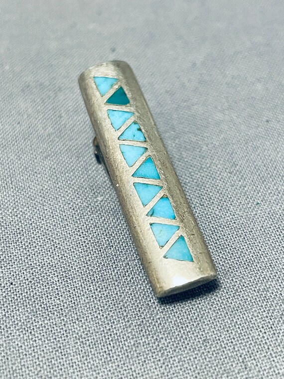 Marvelous Vintage Native American Navajo Turquoise Sterling Silver Tie Pin Marvelous Vintage Native American Navajo Turquoise Sterling Silver Tie Pin
