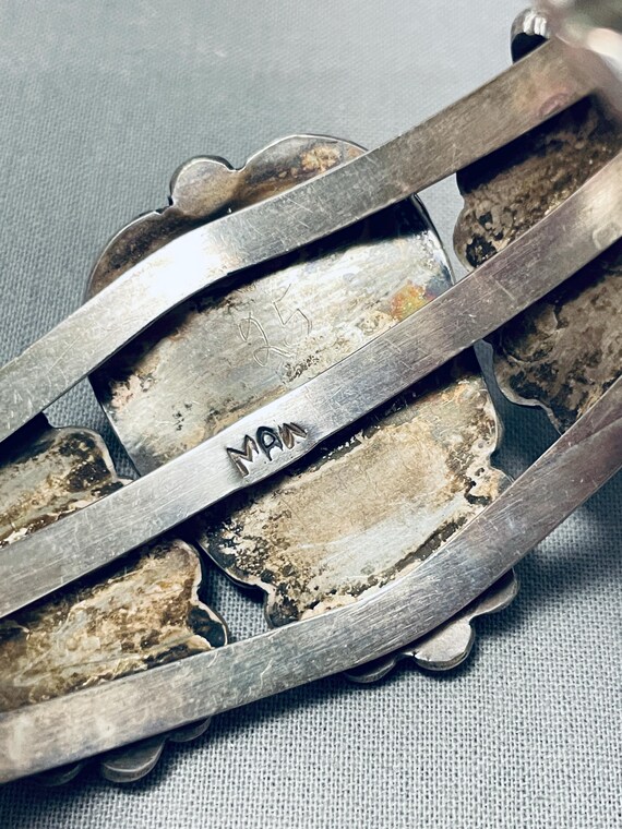 Optimum Vintage Native American Navajo #8 Turquoise Sterling Silver Leaf Bracelet Cuff Optimum Vintage Native American Navajo #8 Turquoise Sterling Silver Leaf Bracelet Cuff