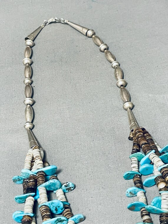Exquisite Vintage Native American Navajo Old Turquoise Heishi Sterling Silver Necklace Exquisite Vintage Native American Navajo Old Turquoise Heishi Sterling Silver Necklace