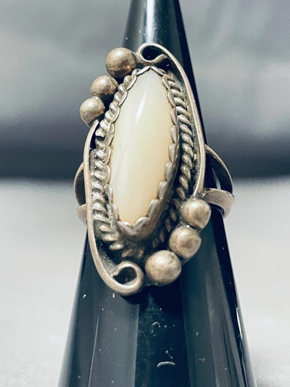 Exquisite Vintage Native American Navajo Turquoise Inlay Sterling Silver Ring Old Exquisite Vintage Native American Navajo Turquoise Inlay Sterling Silver Ring Old