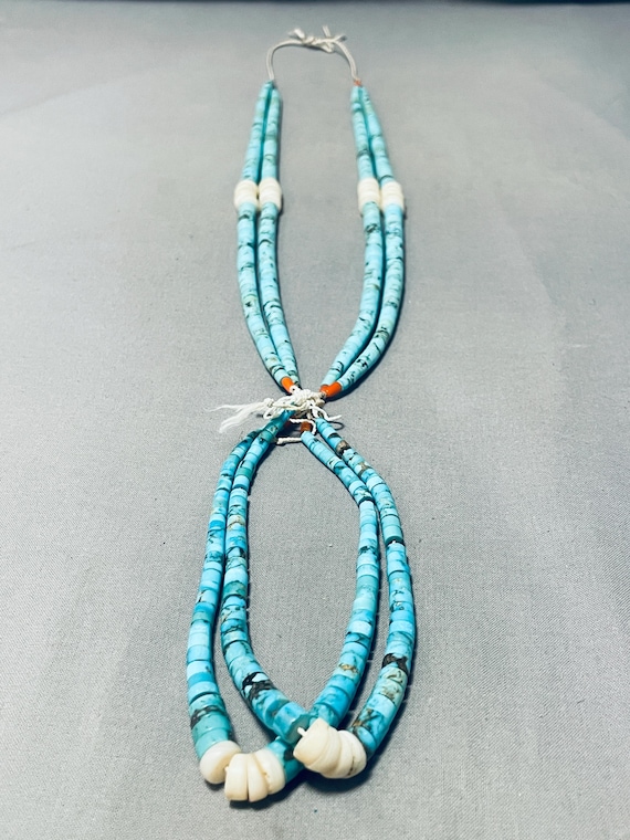 Native American Important Authentic Vintage Santo Domingo Turquoise Heishi Necklace Old Native American Important Authentic Vintage Santo Domingo Turquoise Heishi Necklace Old