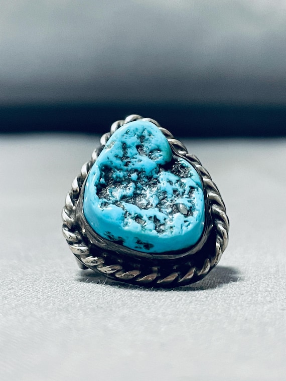 Fred Guerro Vintage Native American Navajo Sleeping Beauty Turquoise Sterling Silver Ring Fred Guerro Vintage Native American Navajo Sleeping Beauty Turquoise Sterling Silver Ring