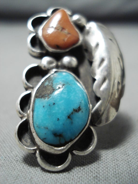 Fabulous Vintage Navajo Turquoise Sterling Silver Ring Native American Old Fabulous Vintage Navajo Turquoise Sterling Silver Ring Native American Old