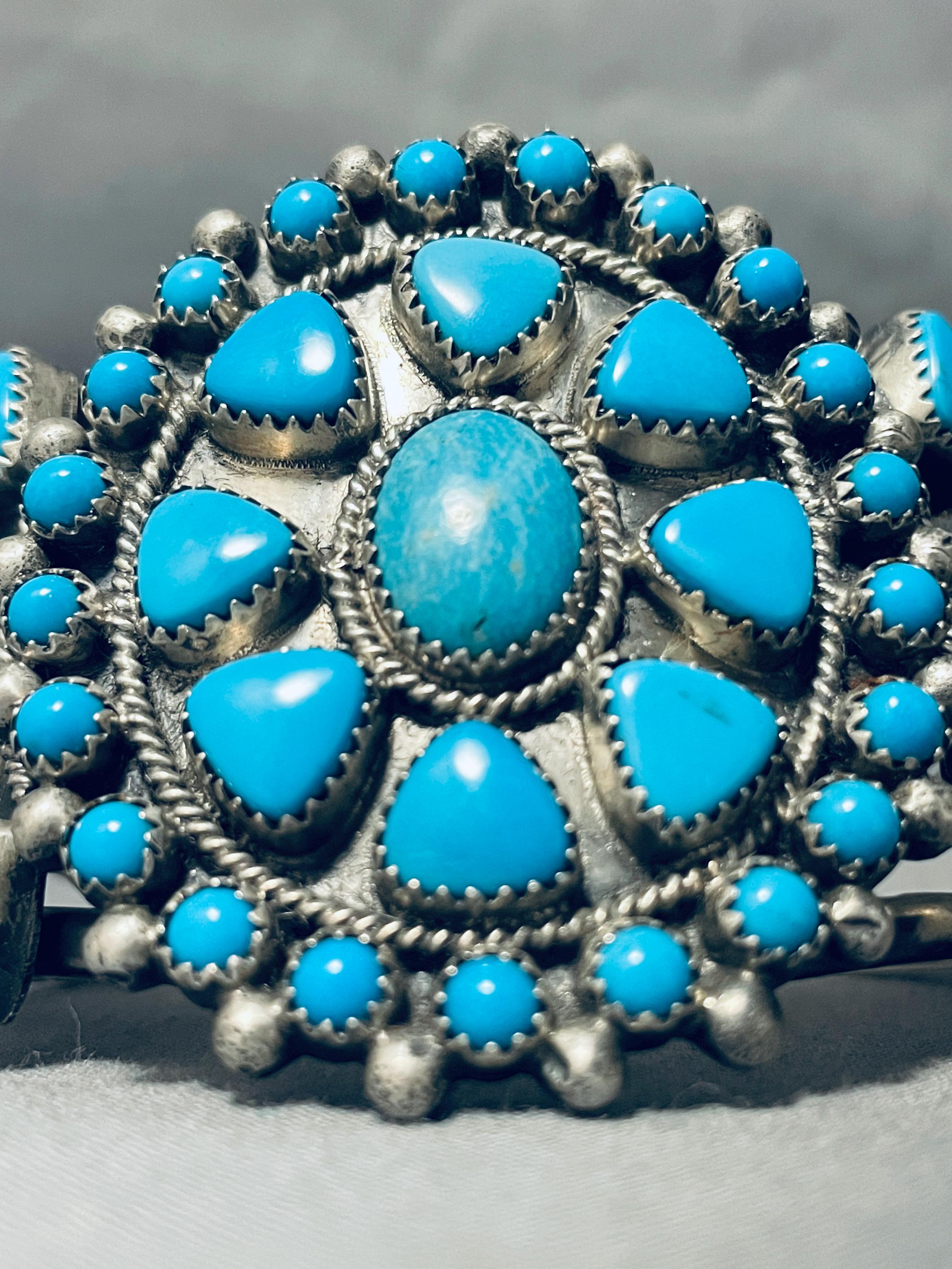 Quadruple-tier Snake Eyes Turquoise Sterling Native American Jewelry Silver Zuni Bracelet Quadruple-tier Snake Eyes Turquoise Sterling Native American Jewelry Silver Zuni Bracelet