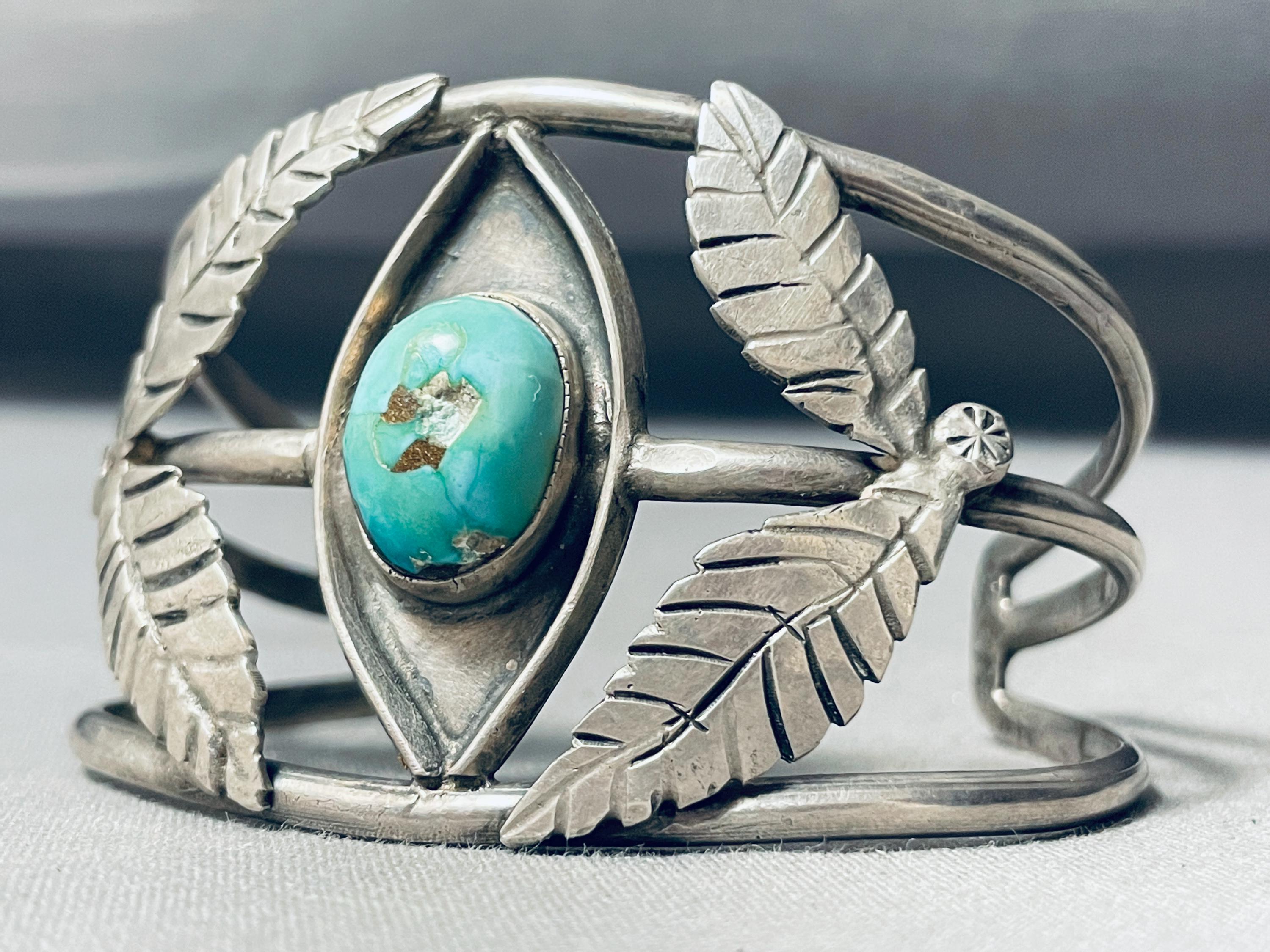 Important Vintage Native American Navajo Bisbee Turquoise Sterling Silver Bracelet Old Important Vintage Native American Navajo Bisbee Turquoise Sterling Silver Bracelet Old
