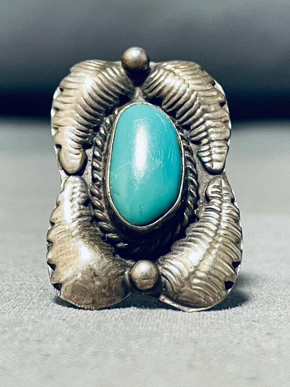 Towering Leaf Love Vintage Native American Navajo #8 Turquoise Sterling Silver Bracelet Towering Leaf Love Vintage Native American Navajo #8 Turquoise Sterling Silver Bracelet
