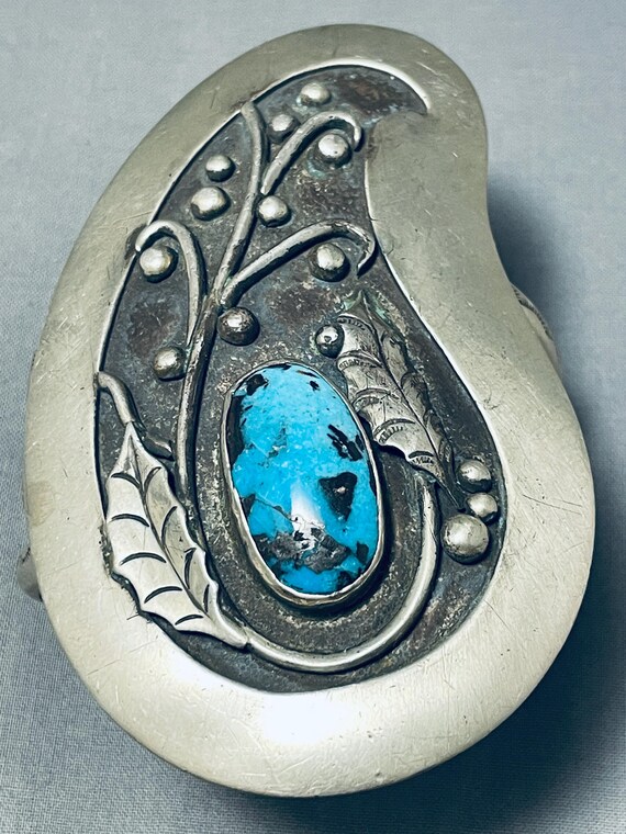 One Of Most Majestic Vintage Native American Navajo Bisbee Turquoise Sterling Silver Bracelet One Of Most Majestic Vintage Native American Navajo Bisbee Turquoise Sterling Silver Bracelet