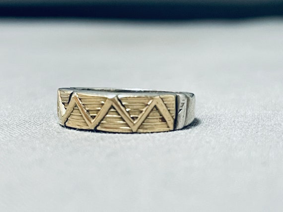 Gorgeous Native American Navajo 14k Gold Sterling… - image 3