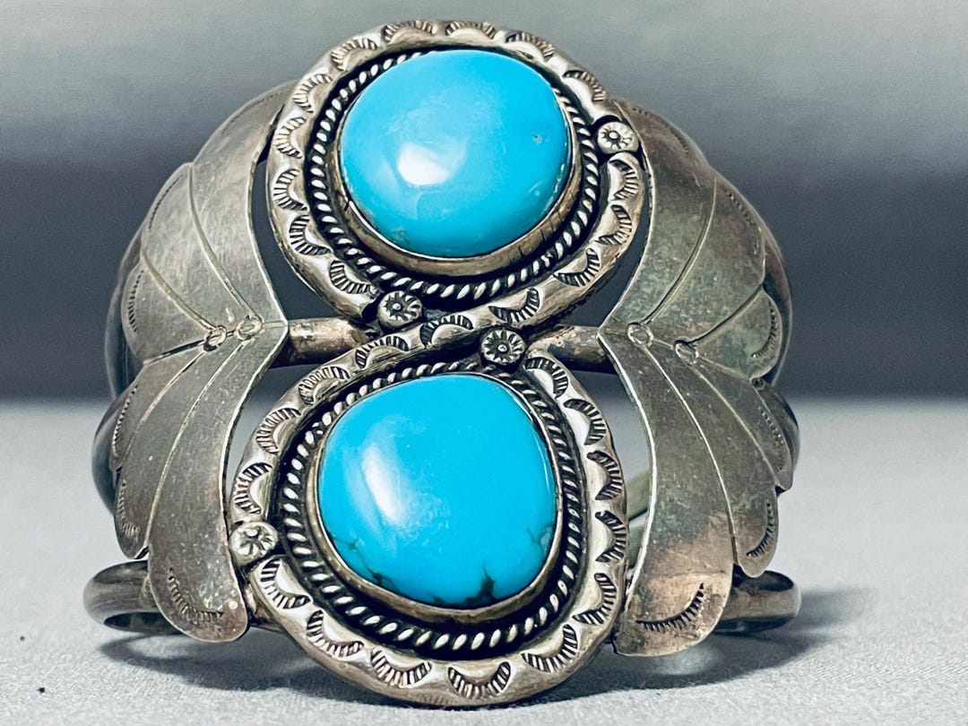 Rare Vintage Native American Navajo Old Kingman Turquoise Sterling ...