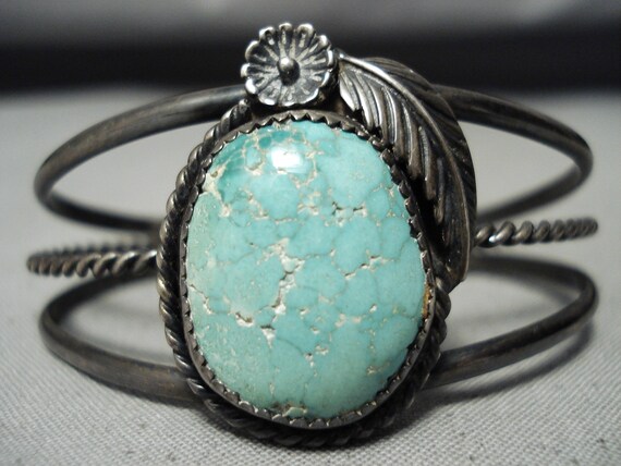 Vivid Carico Lake Turquoise Native American Sterling Silver Bracelet Vivid Carico Lake Turquoise Native American Sterling Silver Bracelet
