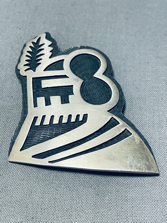 Unique Vintage Native American Hopi Sterling Silver Pin Signed Doran Schongva Unique Vintage Native American Hopi Sterling Silver Pin Signed Doran Schongva