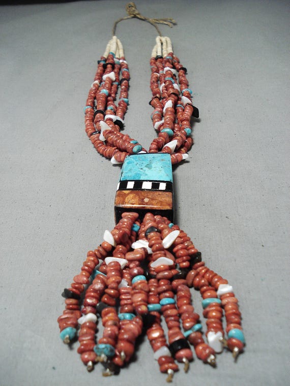 Native American Extremely Unique Santo Domingo Turquoise Shell Heishi Necklace Native American Extremely Unique Santo Domingo Turquoise Shell Heishi Necklace