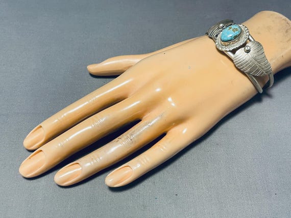 Superlative Navajo #8 Turquoise Mine Sterling Silver Bracelet Native American Superlative Navajo #8 Turquoise Mine Sterling Silver Bracelet Native American
