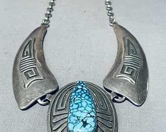 One Of The Finest Ever Necklace Vintage Native American Navajo Sterling Silver Necklace - Make An Offer!