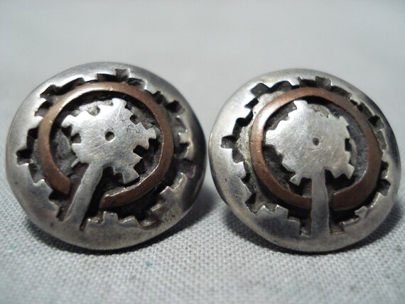 Incredible Vintage Native American Navajo Sterling Silver Wedding Basket Earrings Old Incredible Vintage Native American Navajo Sterling Silver Wedding Basket Earrings Old