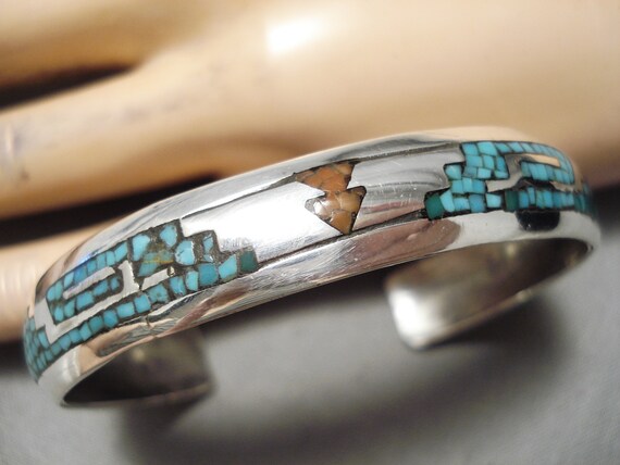 Remarkable Vintage Native American Jewelry Navajo Turquoise Coral Sterling Silver Will Singer Bracelet Remarkable Vintage Native American Jewelry Navajo Turquoise Coral Sterling Silver Will Singer Bracelet