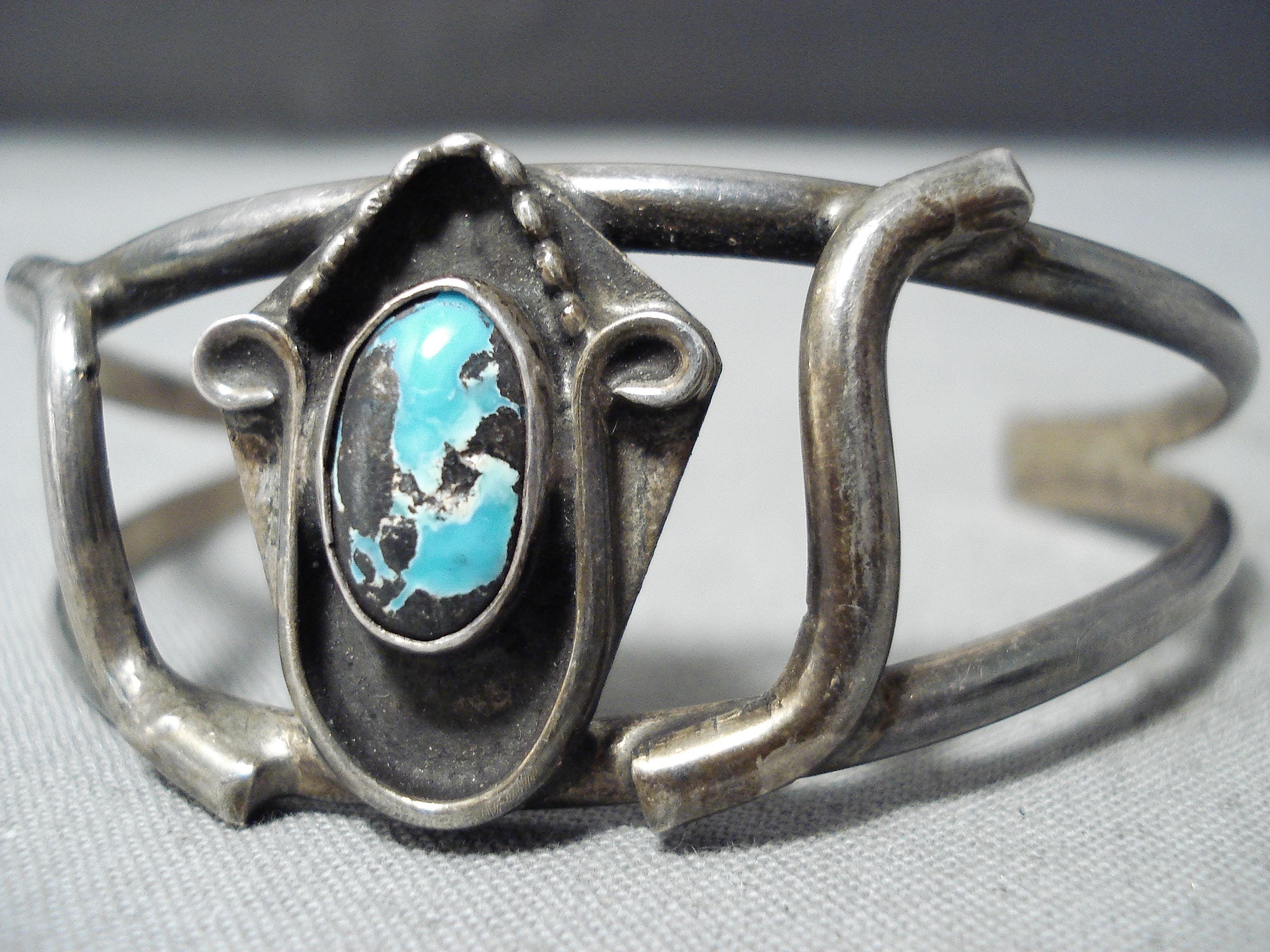 Bisbee Turquoise Vintage Native American Navajo Swirling Sterling