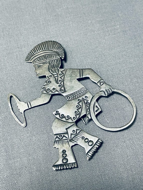 Astonishing Vintage Native American Navajo Sterling Silver Dancer Pin Astonishing Vintage Native American Navajo Sterling Silver Dancer Pin