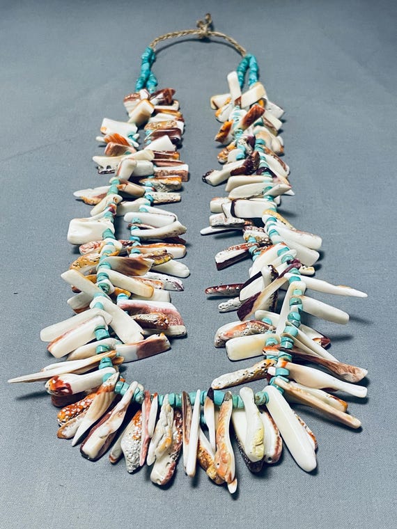 Museum Navajo/ Santo Domingo 'Tears Of Joy' Shell Native American Jewelry Silver Turquoise Necklace Museum Navajo/ Santo Domingo 'Tears Of Joy' Shell Native American Jewelry Silver Turquoise Necklace