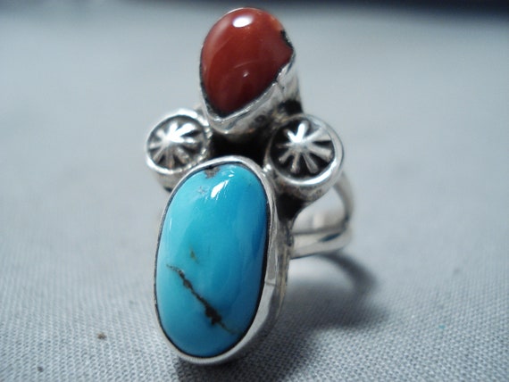 Amazing Vintage Native American Navajo Blue Turqu… - image 4