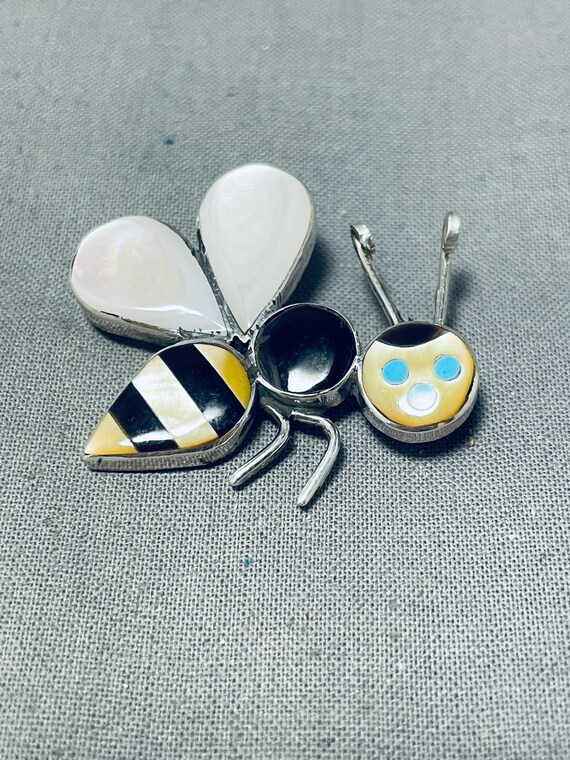 Superb Vintage Native American Zuni Signed Blue Gem Inlay Turquoise Sterling Silver Earrings Superb Vintage Native American Zuni Signed Blue Gem Inlay Turquoise Sterling Silver Earrings