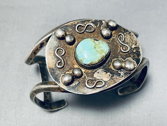 Infinity Sign Vintage Native American Navajo Royston Turquoise Sterling Silver Bracelet Infinity Sign Vintage Native American Navajo Royston Turquoise Sterling Silver Bracelet