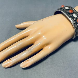 Museum Vintage Native American Navajo Coral Pearl Sterling Silver ...