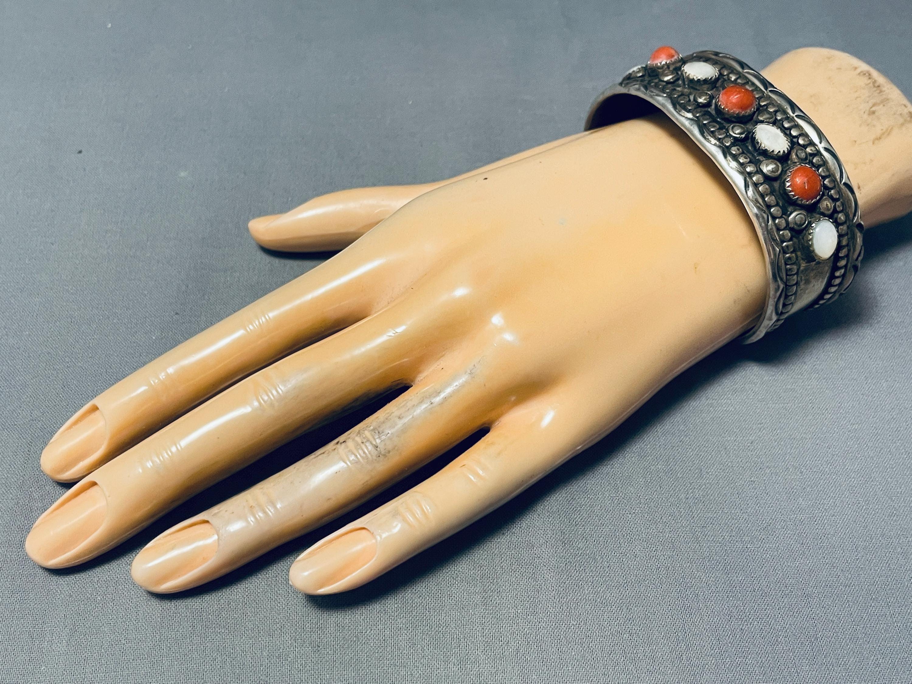 Museum Vintage Native American Navajo Coral Pearl Sterling Silver ...