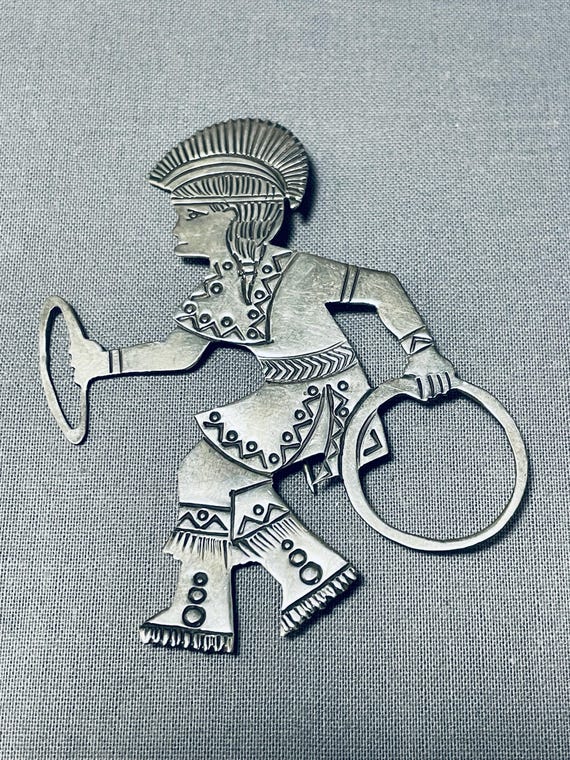 Astonishing Vintage Native American Navajo Sterling Silver Dancer Pin Astonishing Vintage Native American Navajo Sterling Silver Dancer Pin