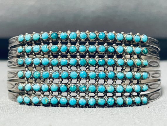Important Vintage Native American Zuni Turquoise Snake Sterling Silver Bracelet Important Vintage Native American Zuni Turquoise Snake Sterling Silver Bracelet