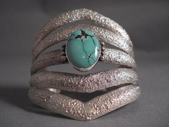 Quad Tier Navajo Spiderweb Turquoise Native American Jewelry Silver Navajo Heavy Bracelet Quad Tier Navajo Spiderweb Turquoise Native American Jewelry Silver Navajo Heavy Bracelet